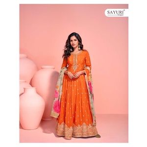 Traje Anarkali bordado de secuencia y Chinon real, ropa de boda y fiesta india y pakistaní a buen precio - Product Image 4