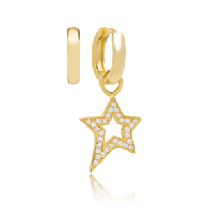 Fancy Star Zircon Stone Design Charm Dangle Earring Venta al por mayor Hecho a mano Turco 925 Joyería fina de plata esterlina para mujeres - Product Image 1