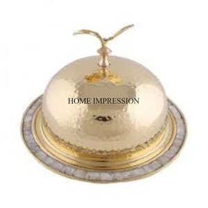 Centro de mesa de aspecto lujoso pulido brillante color plateado diseñador más elegante de alta calidad venta al por mayor cúpula de comida - Product Image 4