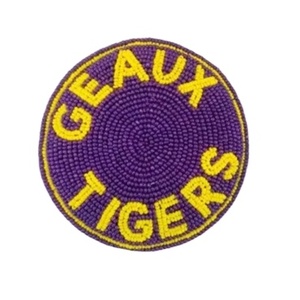 Broches perlées Vintage College fabriquées à la main à la mode papillon diamant jaune violet pour le jour du match boucles d'oreilles créoles à la mode - Product Image 4