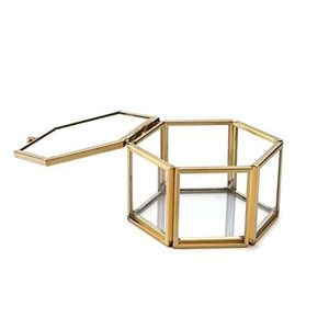 Vintage Rectangle <b>Glass</b> and Brass Handmade <b>Jewelry</b> Storage <b>Box</b> with Custom Size and Metal Lining - Product Image 4
