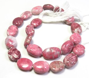 Cuentas de piedras preciosas de alto grado de thulita Natural rosa, hebra de 13-16mm, ovalada lisa, 160 quilates, 10 "para la fabricación de joyas - Product Image 1