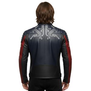 Veste en cuir véritable pour homme, veste de motard en peau de mouton véritable, coupe slim, veste bomber, vêtements pour homme grande taille - Product Image 2