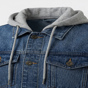 Chaqueta Vaquera Azul Oscuro Clásica Personalizada de Sarga para Hombre, Estilo Camionero, Cierre de Botones, Ropa de Calle de Moda - Product Image 4