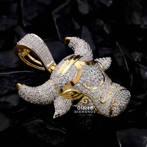 Pendentif Moissanite Hip Hop en argent sterling S925 taille brillante ronde personnalisée par testeur de diamants Pass dans la clarté VVs pour hommes - Product Image 3