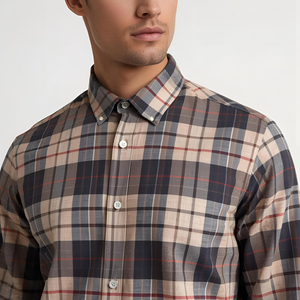 100% coton léger fil teint tissu respirant lavé été hommes chemises Anti-boulochage Anti-rides 155 GSM - Product Image 5