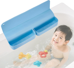 Nouveau design de protection anti-éclaboussures pour baignoire en silicone pour enfants, porte-jouets avec poches de rangement et ventouses - Product Image 1