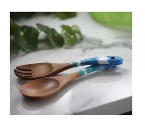 Cubiertos de madera ecológicos, juego de servidor de ensalada para servir y mezclar ensalada, vajilla, utensilios de cocina, juego de servidor de ensalada - Product Image 1