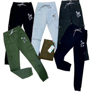 Tissu tricoté décontracté coupe ajustée décontracté hiver enfants garçons multi-poches Cargo OEM coton réactif droit lavé Technique pantalon - Product Image 1