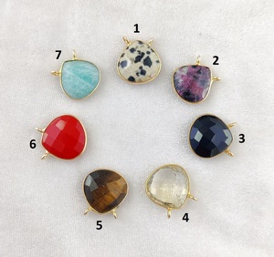 Amazonite Pendentif en forme de cœur en pierre précieuse 16mm Faceted Cut 2 Loop Gold Vermeil Bezel Pendant Necklace Made Sterling Silver Pearl - Product Image 2