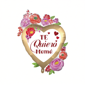 Globo de aluminio con forma de corazón de 73 cm, set de 12 unidades/bolsa, para fiestas, con la inscripción 'Te Quiero Mamá' - Product Image 2