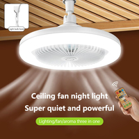 Ventilateur de plafond LED 3CCT avec 360 °   Ampoule LED rotative B22 E27 avec mini ventilateur intégré, corps en ABS, télécommande, lampe colorée pour usage domestique