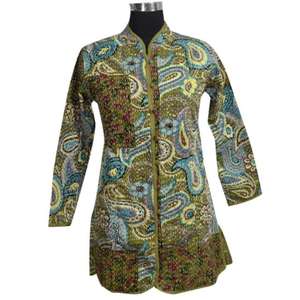 Chaqueta con estampado floral largo Kantha acolchado 100% tela de algodón nuevo diseño Otoño Invierno desgaste - Product Image 1