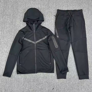 Survêtements pour hommes personnalisés, 100% coton, tissu peigné, séchage rapide, haute qualité, lettres, blocage de couleur, veste à manches courtes, ensemble pantalon - Product Image 5