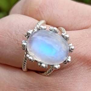 Rainbow Moonstone 925 Sterling Silver Handmade Statement Ring Men's Boho June Birthstone Jewelry Perfect Gift for Her Birthday - Product Image 4