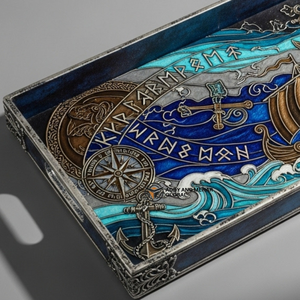 Fournisseur indien, vente en gros, plateau en bois viking, Meenakari, longuier, décoration de maison, durable, jetable, 4 pièces, thé, café - Product Image 2