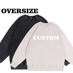 เสื้อฮู้ดดี้ผ้าฝ้ายหนาน้ำหนัก 350GSM ทรงโอเวอร์ไซส์ ล้างสีแบบแอซิดวอช ไม่มีลาย สำหรับผู้ชาย คอกลม ขายส่ง - Product Image 4