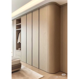 Armario Minimalista de Pared con Puertas Abatibles y Tres Estantes para Almacenamiento en Dormitorio y Sala de Estar, Acabado Madera - Product Image 3