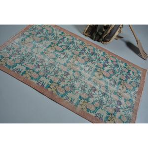 Alfombra Turca Vintage de 3.7x6.46 pies, Alfombra Decorativa, Alfombra con Diseño Floral Azul - Product Image 4