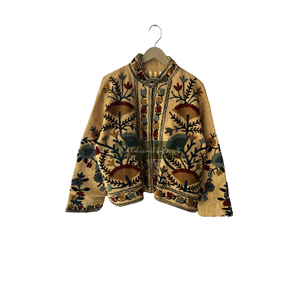 Chaqueta de Tela India con Bordado a Mano, Abrigo Informal de Algodón con Flores, TNT, Suzani, para Fiesta de Invierno y Primavera - Product Image 2