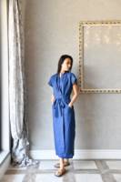 Robe Kimono Bohème Mi-Longue en Lin pour Femme, Manches Courtes, Col en V, Ceinture, Vente en Gros, Écologique, Respirante, Tissée