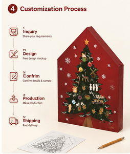 Boîte de calendrier de l'avent de Noël en carton à 24 compartiments, design festif, avec impression personnalisée pour marques de produits de vacances - Product Image 6