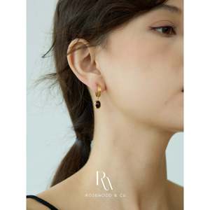 Orecchini Pendenti con Perle Autentiche e Occhio di Tigre, Anelli a Cerchio Dorati Inossidabili - Idea Regalo - Product Image 3