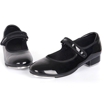 Sepatu Tap Dance Wanita & Pria, Sol Karet, Tali Mudah Dipakai, Kulit PU Paten, Warna Cokelat Muda, Bernapas, Nyaman, Tahan Lama, Stok AS