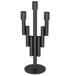 เชิงเทียนหกแขนขนาดแตกต่างกันทันสมัยสีดำยกระดับที่วางเทียนพร้อมฐานวางเทียนขึ้นบ้านแบบวงกลม - Product Image 4