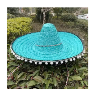 ชุดเดรสแฟนซีหมวกฟางขนาดใหญ่พร้อมพู่หมวกคาวบอยเม็กซิกันหมวกฟางไม้ไผ่ - Product Image 3