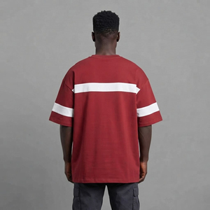 T-shirts homme personnalisés OEM/ODM streetwear 100% coton, qualité premium, coupe ample bicolore, style hip hop, confortables. - Product Image 6