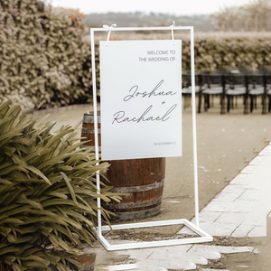 Soporte de bienvenida de hierro negro de lujo en acabado dorado para soporte de exhibición de letrero de ceremonia de boda interior - Product Image 2
