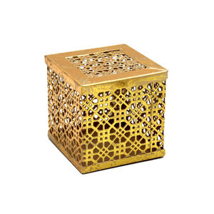 Caja decorativa de boda de nuevo diseño, caja de forma redonda de Metal dorado para mesa, caja de almacenamiento decorativa personalizada a granel - Product Image 1