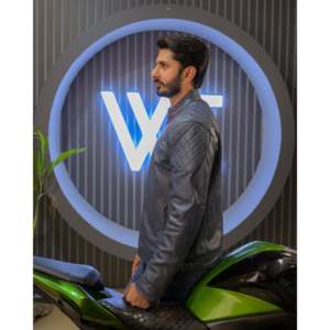 Veste en satin bleu clair élégante SF007 à col montant, à capuche, zippée, motif vieilli, enduite, pour printemps automne, taille XL, pour hommes et femmes - Product Image 3