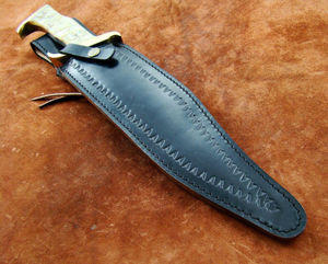 OEM HANDMADE INDUSTRIAL GRADE STAINLESS STEEL SERRATED EDGE 3-YEAR WARRANTY BEAUTIFUL HORN HANDLE HUNTING BOWIE <b>KNIFE</b> LEATHER - Product Image 6