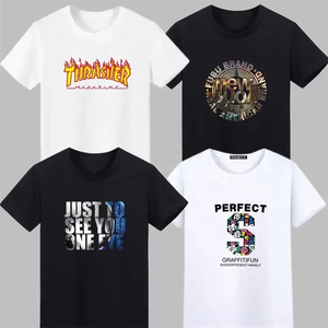 T-shirt blanc t-shirt t-shirts en gros bouffée impression Logo uni coton taille américaine O cou hommes haute qualité 100 t-shirts personnalisés - Product Image 2