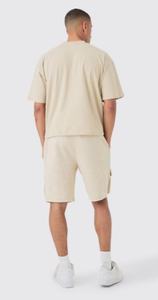 Color personalizado GSM al por mayor de los hombres Streetwear 100% algodón de gran tamaño camiseta de alta calidad pesado cosido en blanco diseño Beige - Product Image 2