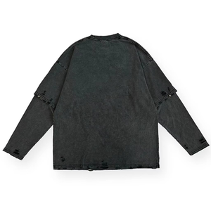 Sudaderas para hombre con diamantes de imitación 100% algodón desgastado en blanco lavado ácido 300gsm diseño de impresión de peso pesado ropa de calle para hombre - Product Image 2