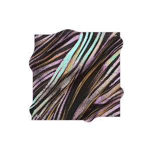 Black Cotton Square Scarf with Geometric Pattern - Product Image 1