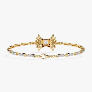 สร้อยข้อมือเพชรมอยส์ซอไนต์สีเหลืองทอง Jewellery10k/ 14K/18K ออกแบบได้ตามต้องการ