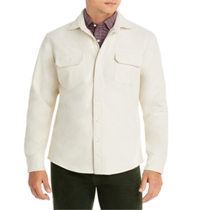 Camicia Utility da Uomo Sid Mashburn 100% Cotone Popeline Bianco Casual con Bottoni Stile Western Tinta Unita Taglia L - Product Image 1