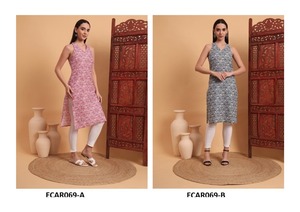 Elegante algodón floral rayón Kurti para mujer ligero Indo-Western Top para trajes de verano y estilo casual sin esfuerzo - Product Image 2