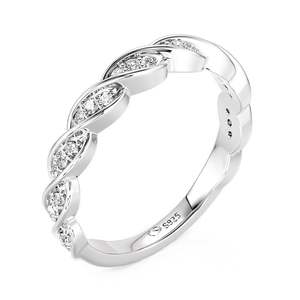 Bague de mariage torsadée en moissanite pour homme Jeulia - Bague fine en argent sterling plaqué platine - Product Image 2