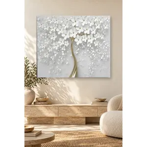 Impression sur toile Fida Gold Trunk White Flower Tree - Product Image 5