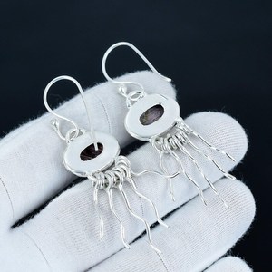 Boucles d'oreilles en pierre précieuse turquoise d'huître à pointes rouges, argent sterling 925, boucles d'oreilles à crochet faites à la main, cadeaux de Noël - Product Image 6