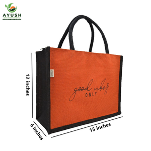 Bolsas de compras de yute impresas con logotipo personalizado para ir de compras y viajar - Product Image 2