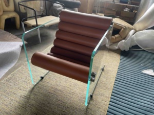 Midden Eeuw Moderne Glazen Hyaline Fauteuil Luxe Lederen Sofa Stoel Villa <span class=keywords><strong>Chaise</strong></span> <span class=keywords><strong>Lounge</strong></span> Stoelen Woonkamer Meubelen