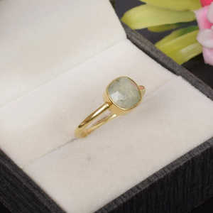 925 Sterling Silver Romantique Fine Jewelry Ring Natural Prehnite Gemstone Oval Cut Platinum Rhodium Plated 8x8mm 2.92g Set - Product Image 5