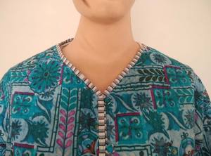 Chaqueta de Algodón Estampada Transpirable y Ecológica para Mujer, Reversible, con Diseño Floral Azul, Estilo Indio, para Otoño e Invierno - Product Image 4