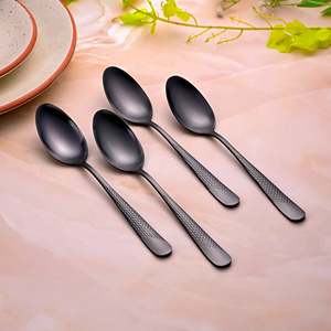 Juego de 4 Cucharas de Acero Inoxidable Color Negro Ónix con Acabado Espejo para Fiestas - Product Image 1